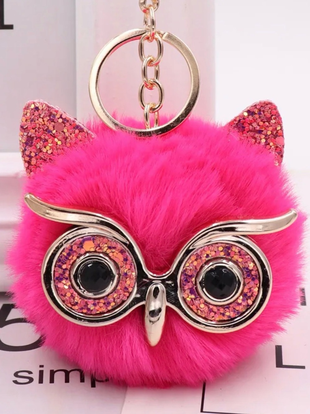 1pc Fashion Trend Owl Plush Key Chain Imitation Rabbit Hair Ball Bag Pendant - Picture 8 of 16